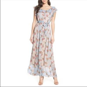 CHELSEA28 Mixed Print Clip Dot Maxi Dress BLUE SML